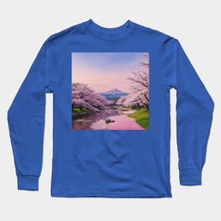 Mountain scene with lake Long Sleeve T-Shirt